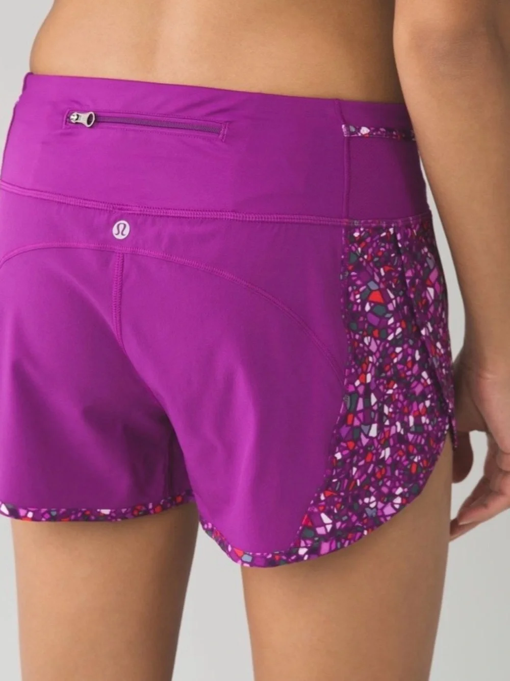lululemon athletica Purple Athletic Shorts with Mosaic Side Print